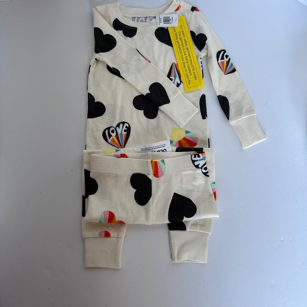 Old Navy Baby Pajamas 18-24M Love Hearts Print Snug Fit Matching‎ Set NWT